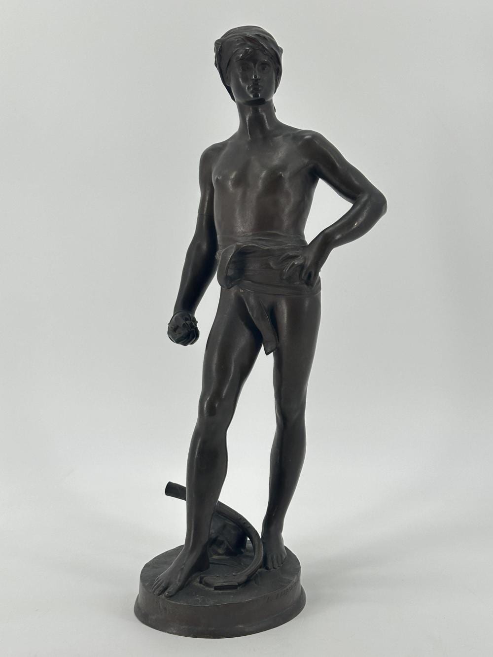 Antonin Mercié comparable auction result: antonin merci 1845 1916 david sculpture en bronze patine brune barbadienne fondeur paris ht 47 cm