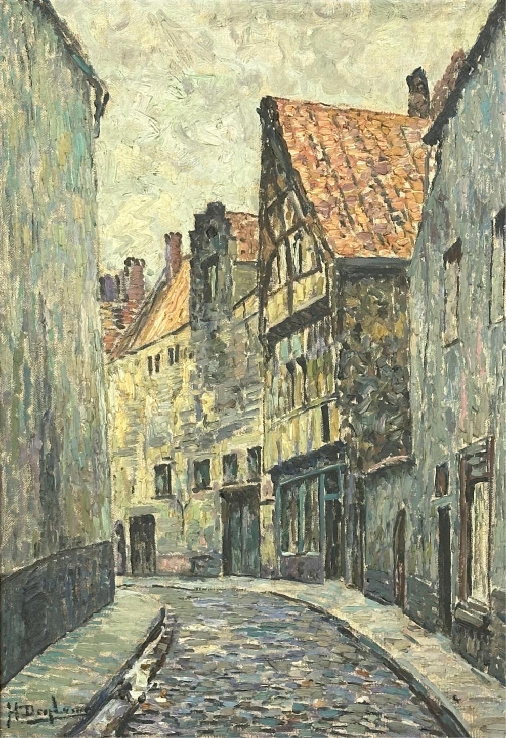 Henri Deglume comparable auction result: henri deglume 1865 1940 rue aux maisons colombages normandie huile sur toile dimensions 72 x 50 cm