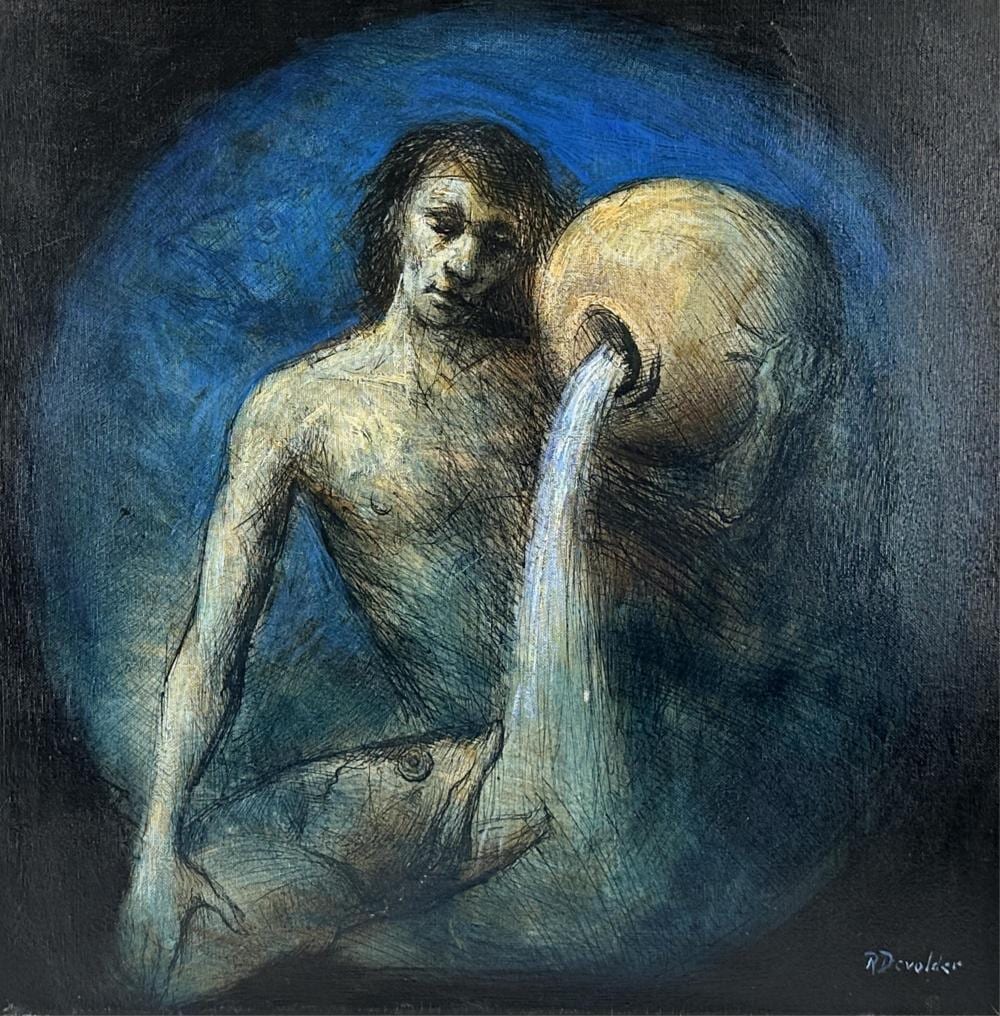 Roland Devolder comparable auction result: roland devolder 1938 l homme au poisson huile sur toile dimensions 52 x 49 cm