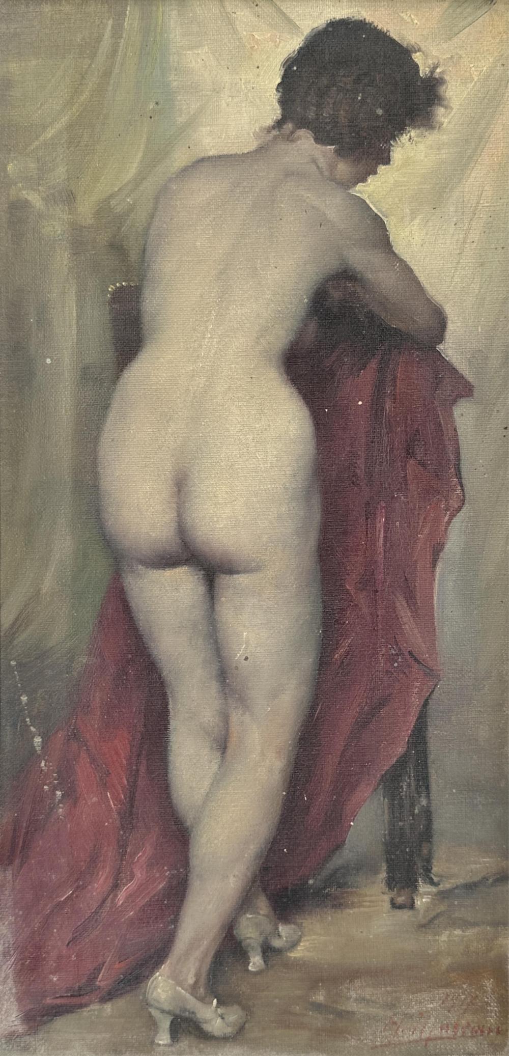 Henri Moreau comparable auction result: henri moreau 1869 1943 femme nue de dos 1917 huile sur toile dimensions 40 x 20 cm