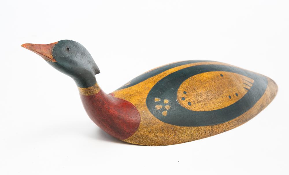 K. William Kautz comparable auction result: k william kautz hartland vermont folk art carved and painted swimming red breasted merganser decoy dated 2003