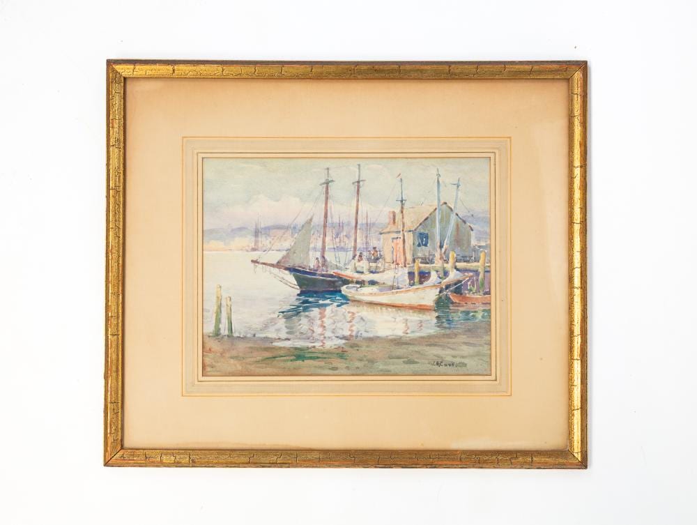 John A. Cook comparable auction result: john alfred cook massachusetts 1871 1936 watercolor of gloucester harbor