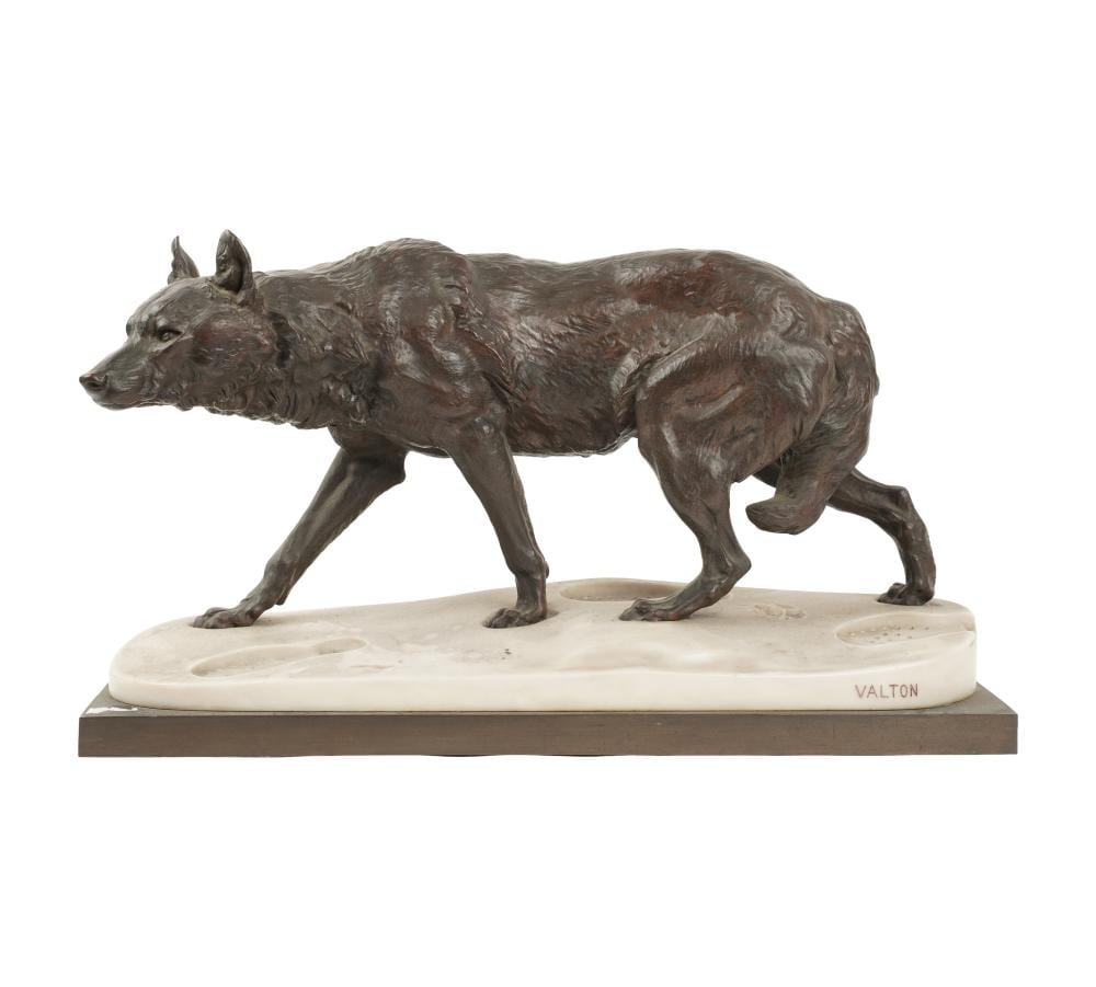 Charles Valton comparable auction result: charles valton 1851 1918 stalking wolf