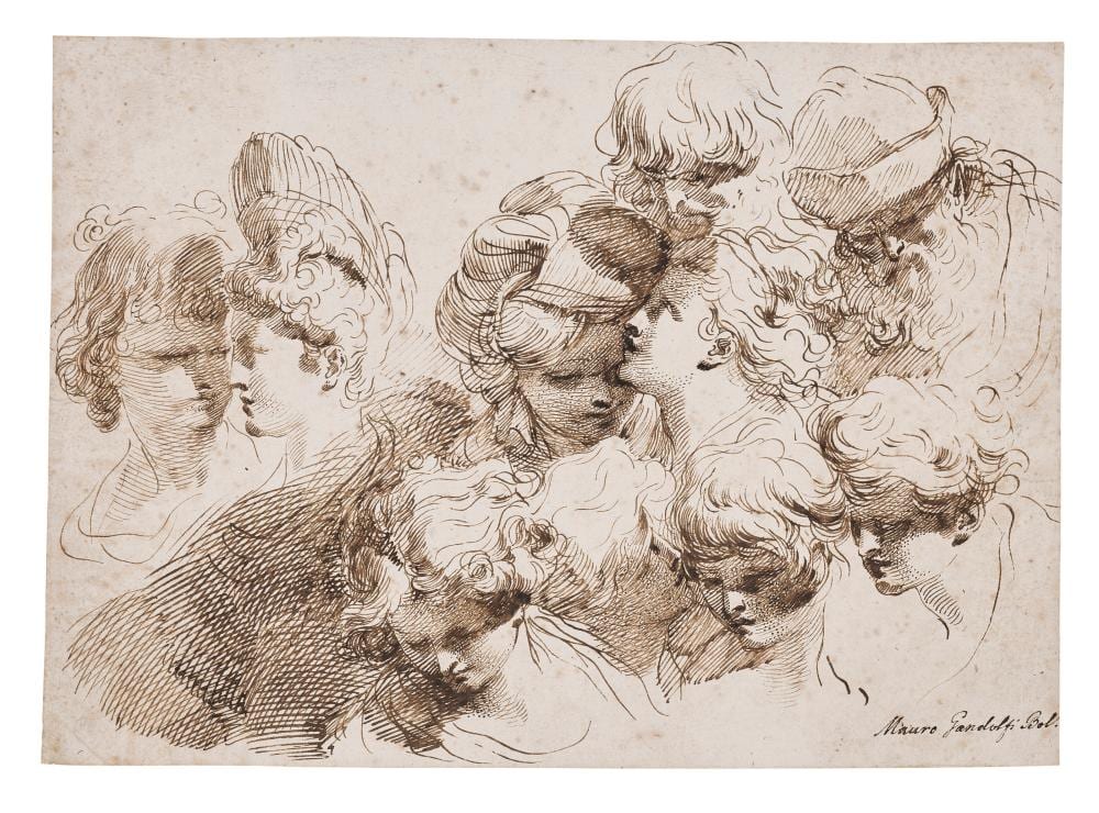 Gaetano Gandolfi comparable auction result: gaetano gandolfi bologna 1734 1802 studies of ten heads pen and brown i