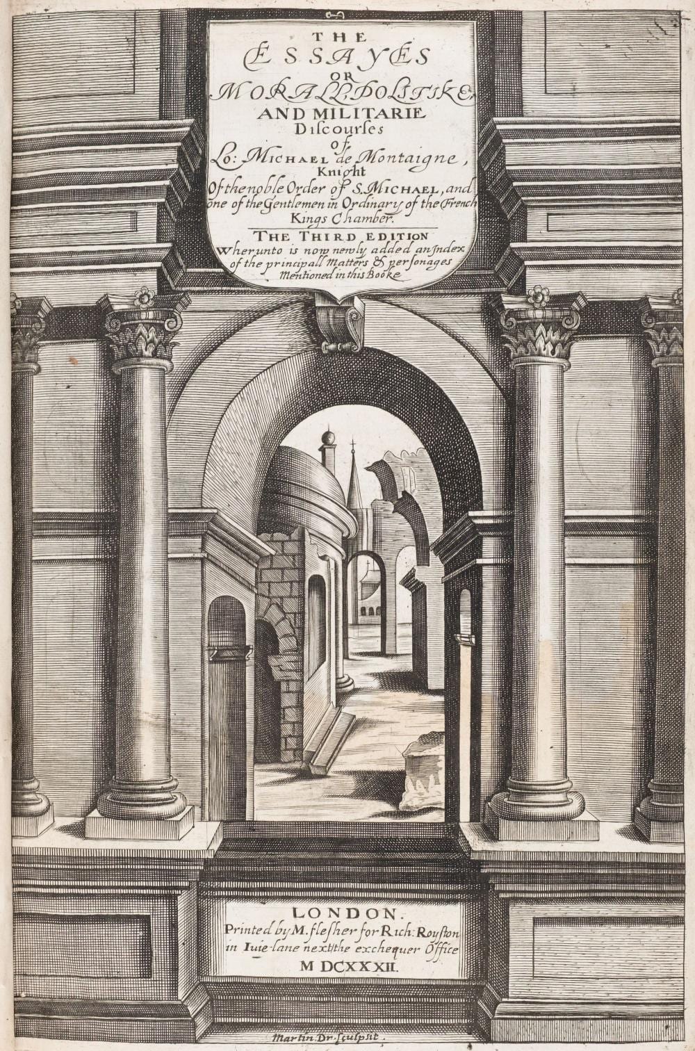 Matthieu van Plattenberg comparable auction result: montaigne michel de the essayes or morall politike and militarie discourses 3rd edition 1632