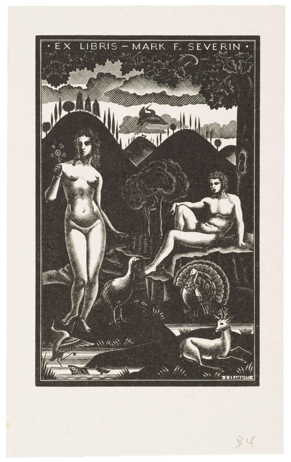 Johan Severin Nilson comparable auction result: severin mark nina collection of 45 ex libris by various artist circa 1970s 80s