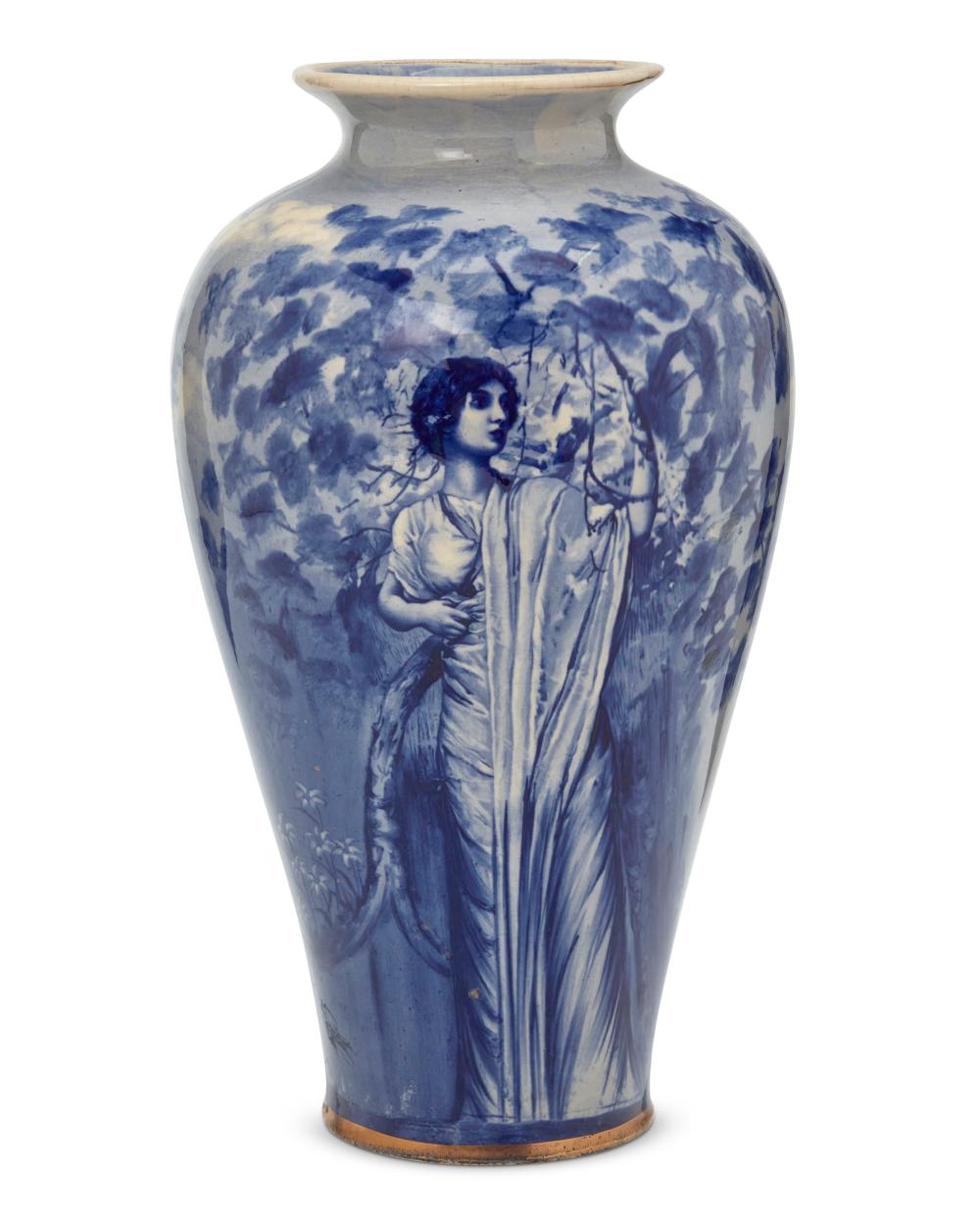 Henry Ryland comparable auction result: henry ryland 1856 1924 a blue and white enameled porcelain vase late 19th early 20th century