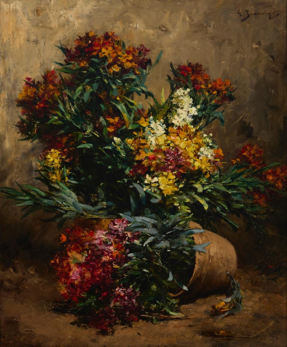 Georges Jeannin comparable auction result: georges jeannin 1841 1925 upset flower pail