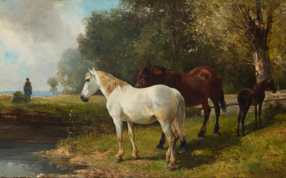 Ludwig Gustav Voltz comparable auction result: ludwig gustav voltz 1825 1911 by the brookside 1883