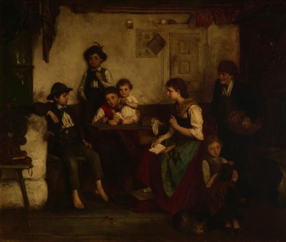 Ludwig Vollmar comparable auction result: ludwig vollmar 1842 1884 storytime in the farmhouse parlor
