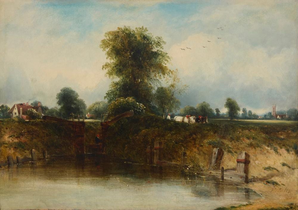 Frederick Waters Watts comparable auction result: frederick waters watts 1800 1870 the canal lock at dedham 1937