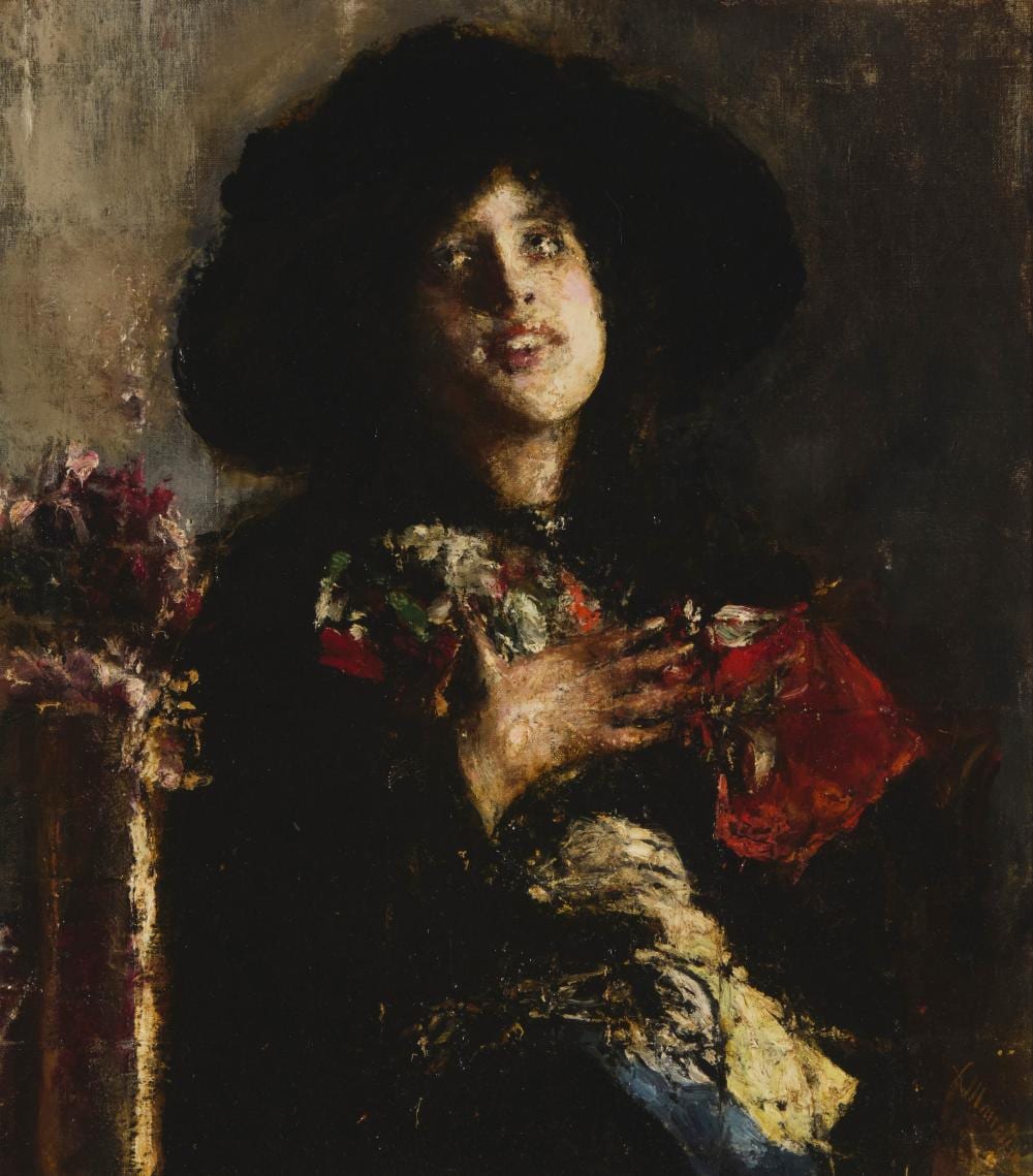 antonio mancini 1852 1930 portrait of a seated woman · John Moran Auctioneers · 2026-02-04 Antonio Mancini comparable auction result: antonio mancini 1852 1930 portrait of a seated woman