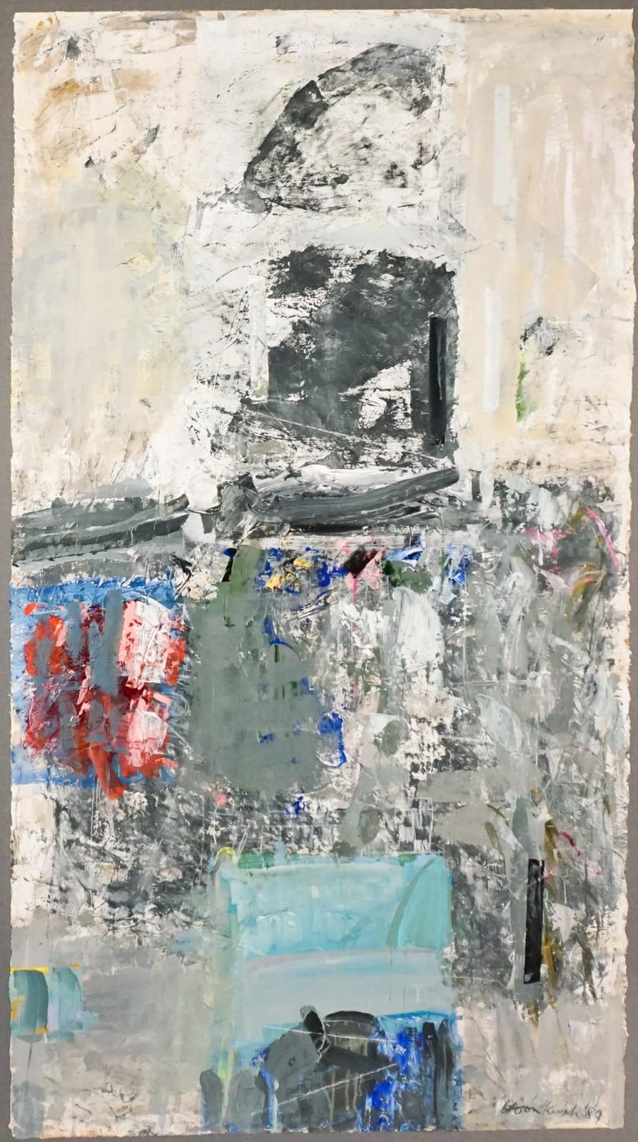Hoon Kwak comparable auction result: hoon kwak korean b 1941 untitled mixed media and collage on paper sheet size 53 x 29 in 134 6 x 73 7 cm frame 65 x 42 in 165 1 x 106 7 cm