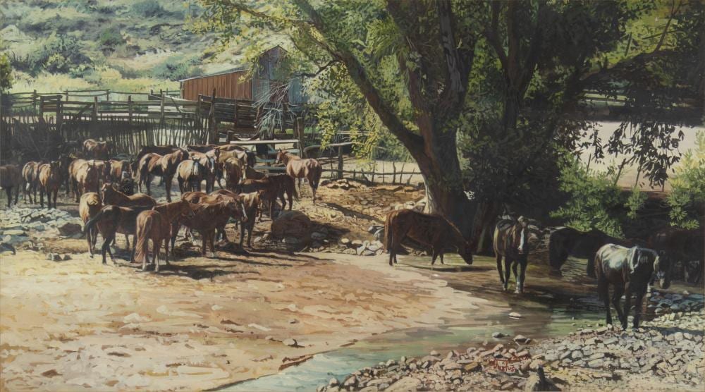 Wayne Justus comparable auction result: wayne justus b 1952 the wrangler s ranch
