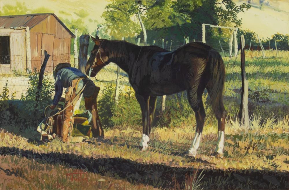 Wayne Justus comparable auction result: wayne justus b 1952 end of a hard day