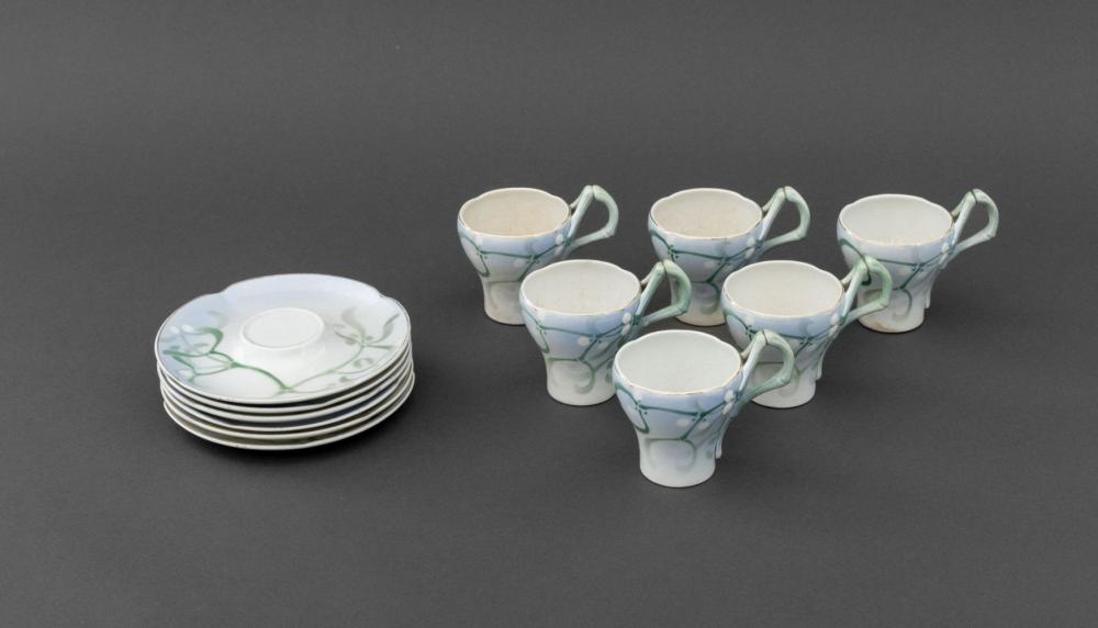 Edmond Lachenal comparable auction result: edmond lachenal gui porcelain demitasse set x 6