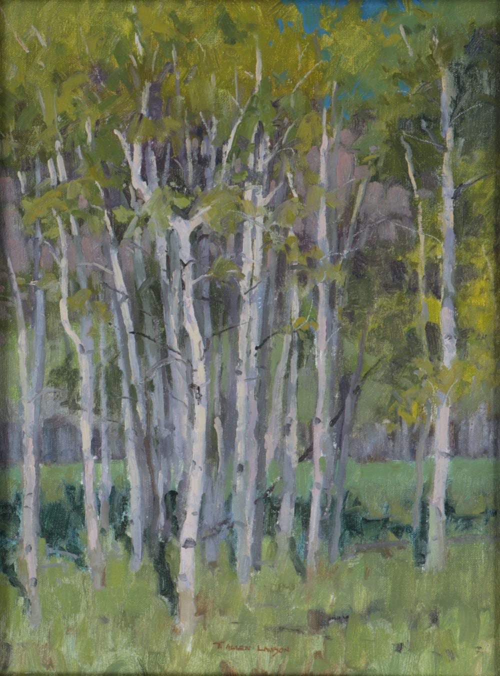 T. Allen Lawson comparable auction result: tim allen lawson american b 1963 spring aspen 1989 oil on canvasboard