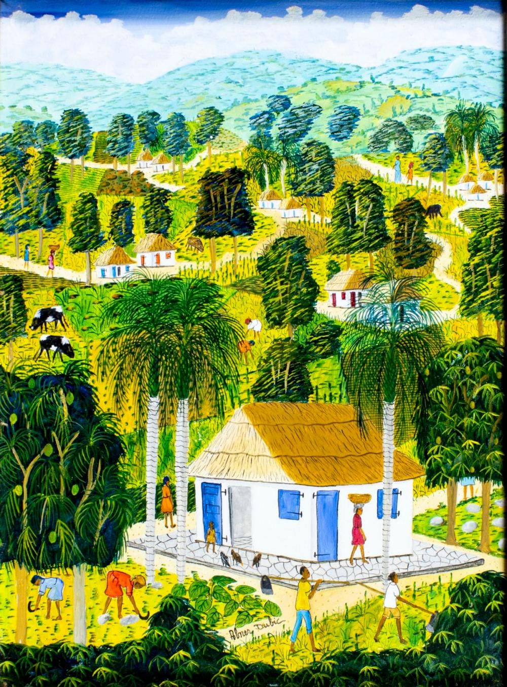 Abner Dubic comparable auction result: abner dubic haiti 1944 oil painting