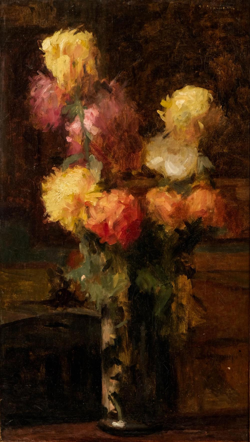 Jean Gabriel Domergue, Bouquet of Flowers Still Life, Signed Oil on Canvas Painting sold by Collective Hudson, LLC, lot 51 — auction record photograph