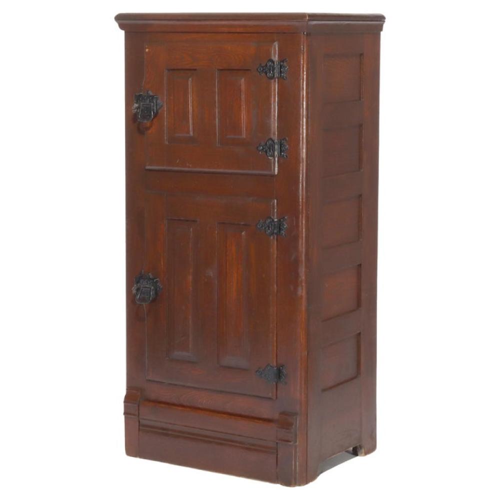 Antique Oak Raised Panel Ice Box C1900 sold by Winfield Auction Gallery, lot 2260 — auction record photograph