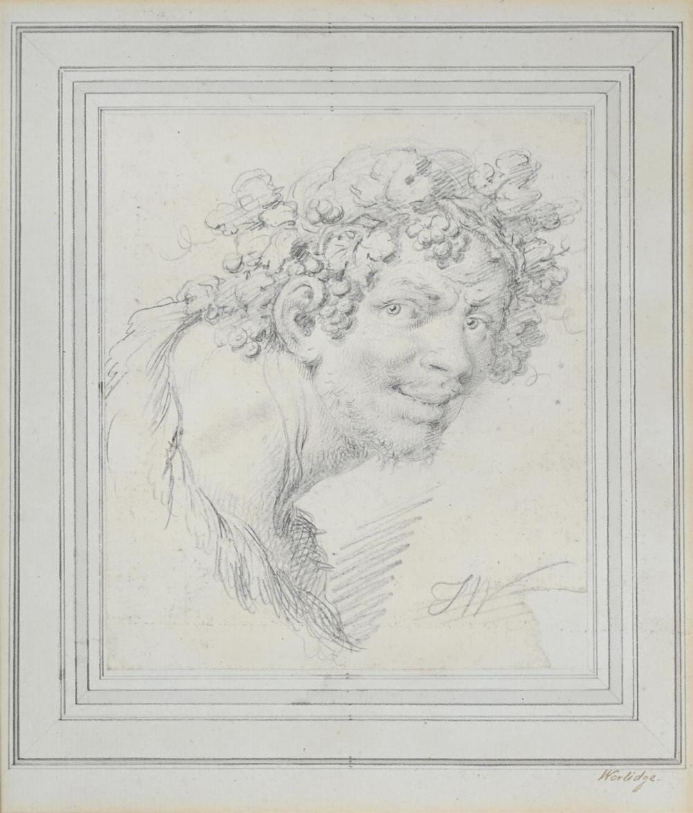 Thomas Worlidge comparable auction result: thomas worlidge british 1700 1766 head of bacchus