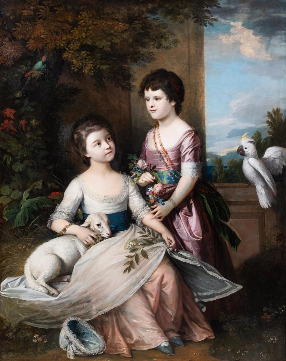 George James comparable auction result: george james british 1795 emily and georgina mason with a lamb and cockatoo in a landscape