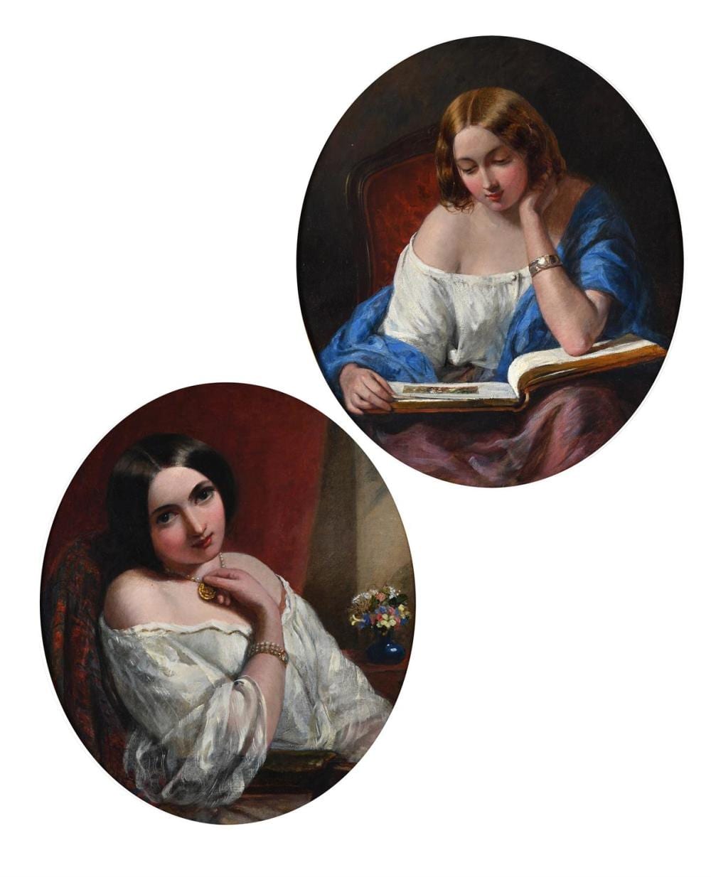 George Wells comparable auction result: george wells british active circa 1842 1888 portrait of a lady reading portrait of a lady 2