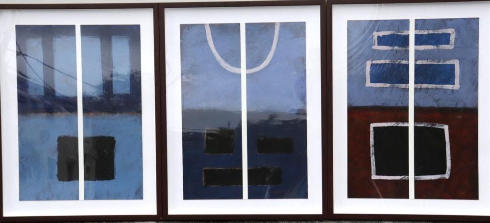 Larry Laslo comparable auction result: larry laslo american 20th c triptych series acrylic on paper
