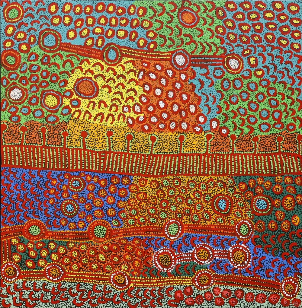 Yinarupa Nangala comparable auction result: yinarupa nangala ngamurra dreaming acrylic on canvas 97cm x 99cm