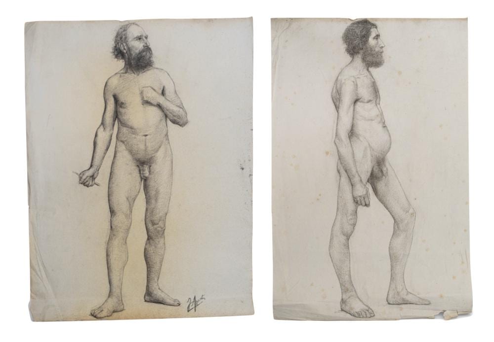 Joaquín Agrasot y Juan comparable auction result: joaqu n agrasot y juan spanish 1836 1919 two male nude academic studies