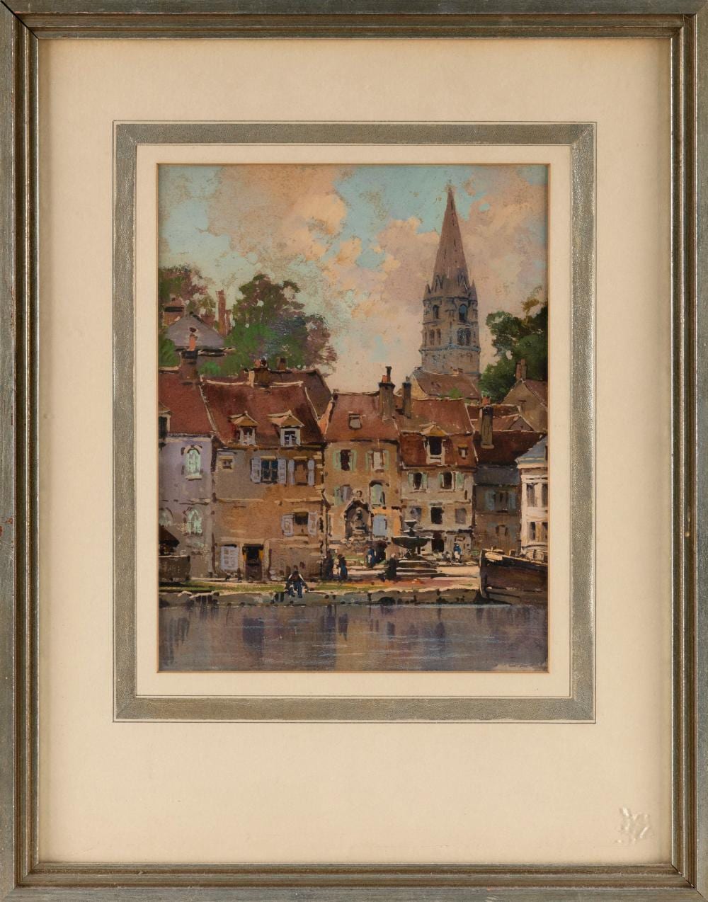 Hezekiah Anthony Dyer comparable auction result: hezekiah anthony dyer rhode island europe 1872 1943 along the waterfront auxerre watercolor 10 75 x 8 75 framed 19 x 15
