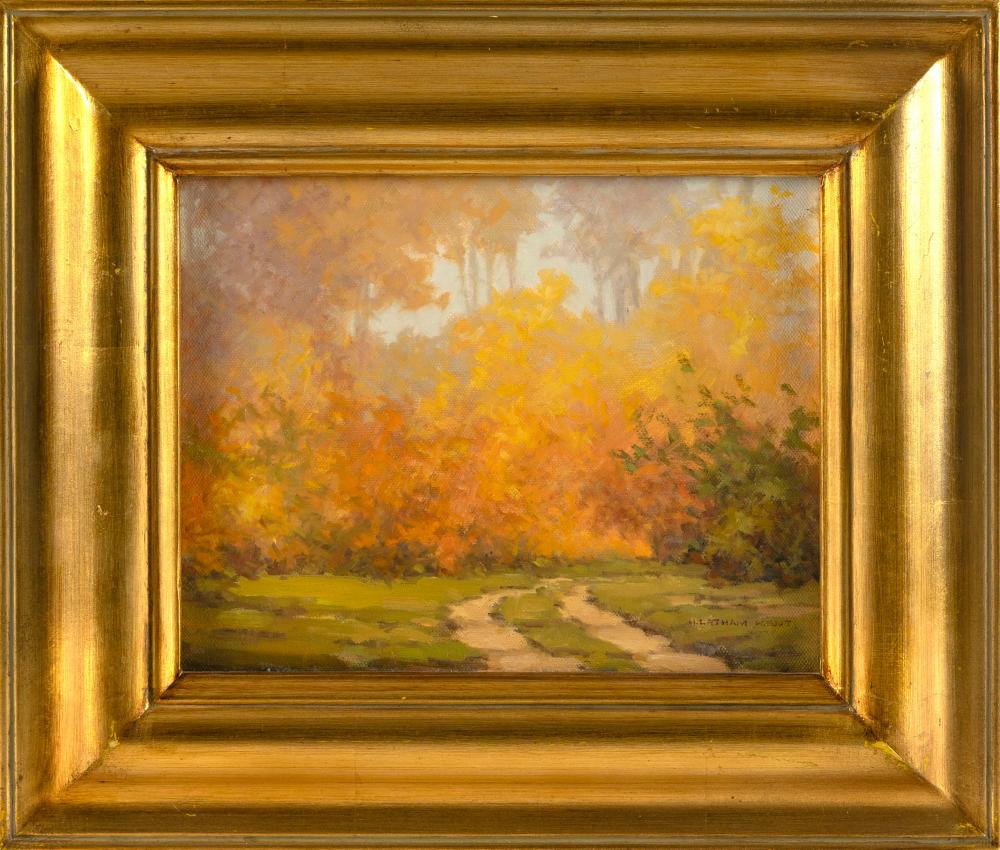 herman latham kent massachusetts 1930 2010 autumn splendor oil on board 8 x 10 framed 13 x 15 · Eldred's · 2026-02-12 H. Latham Kent comparable auction result: herman latham kent massachusetts 1930 2010 autumn splendor oil on board 8 x 10 framed 13 x 15
