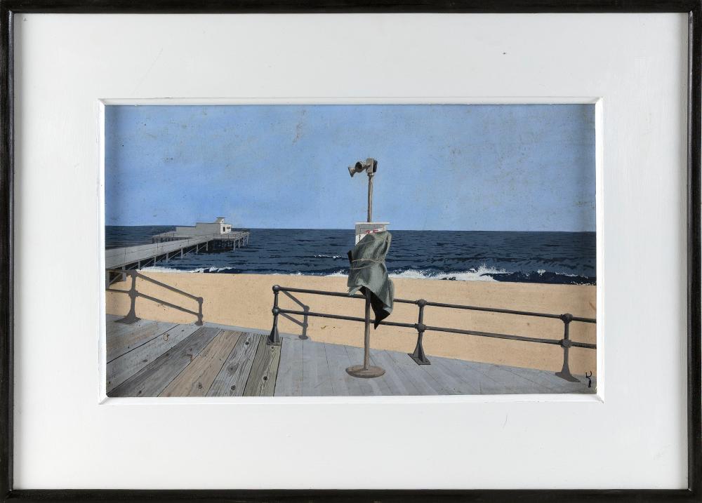 John Austin comparable auction result: john austin massachusetts new york 1918 2000 boardwalk tempera on board 14 x 23 framed 23 x 31 75