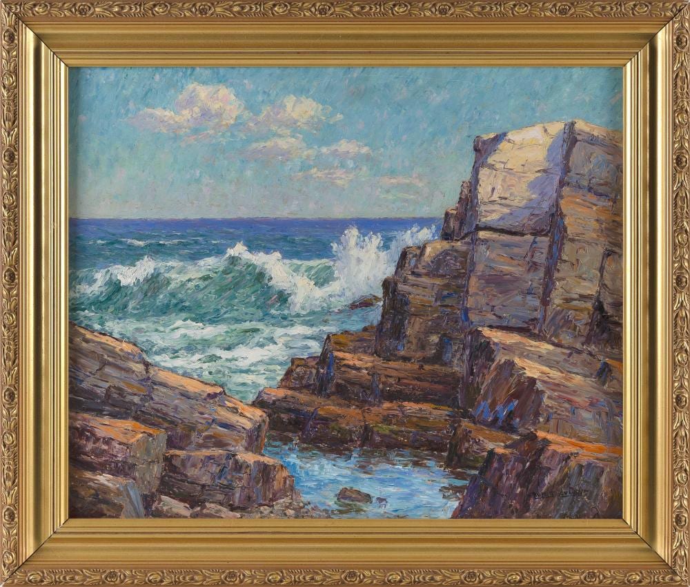 rupert scott lovejoy maine 1885 1975 cape ann shore maine oil on board 18 x 22 framed 22 5 x 26 5 · Eldred's · 2026-02-12 Rupert Scott Lovejoy comparable auction result: rupert scott lovejoy maine 1885 1975 cape ann shore maine oil on board 18 x 22 framed 22 5 x 26 5