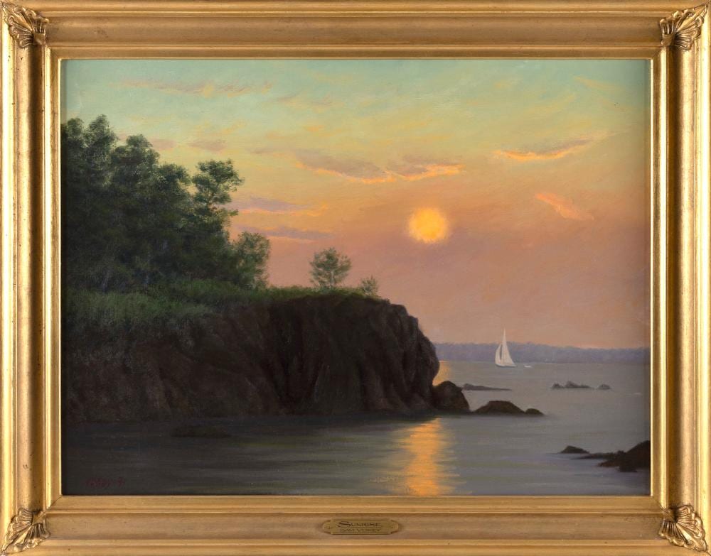 Sam Vokey comparable auction result: sam vokey massachusetts 1963 sunrise oil on canvas 20 x 27 framed 24 5 x 31 5