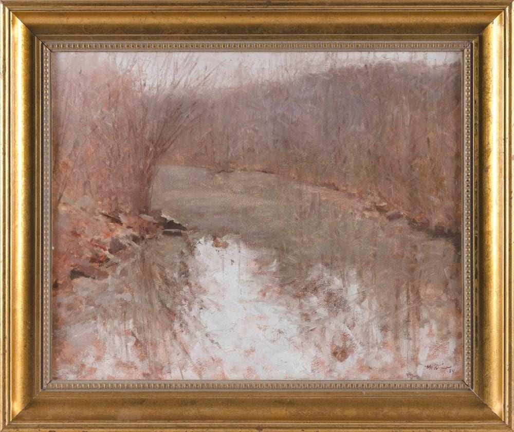 anthony michael autorino pennsylvania new jersey france 1937 2015 river scene oil on board 16 x 20 framed 20 x 24 · Eldred's · 2026-02-12 Anthony Michael Autorino comparable auction result: anthony michael autorino pennsylvania new jersey france 1937 2015 river scene oil on board 16 x 20 framed 20 x 24