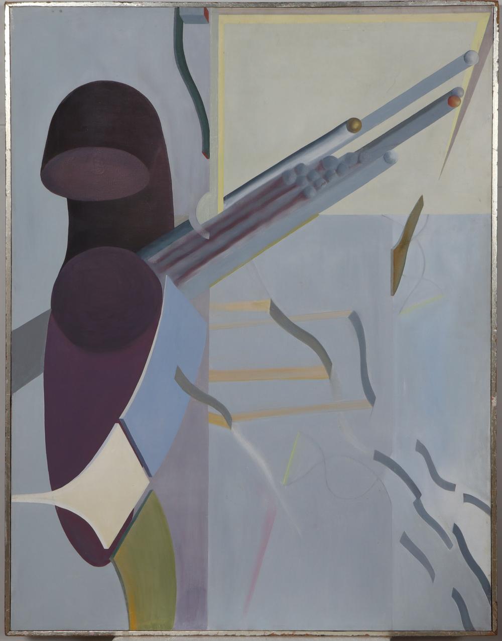 Large Vintage American Modernist Abstract Framed Mid Century Modern Oil Painting sold by Curated Gallery Auctions, lot 97 — auction record photograph