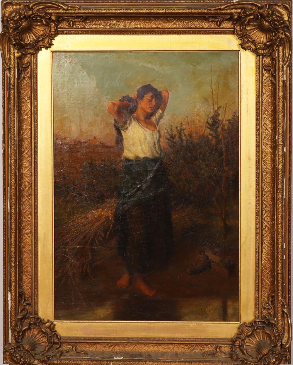 Frederick George Cotman comparable auction result: frederick george cotman 1850 1920 large 19th century impressionist portrait framed oil painting