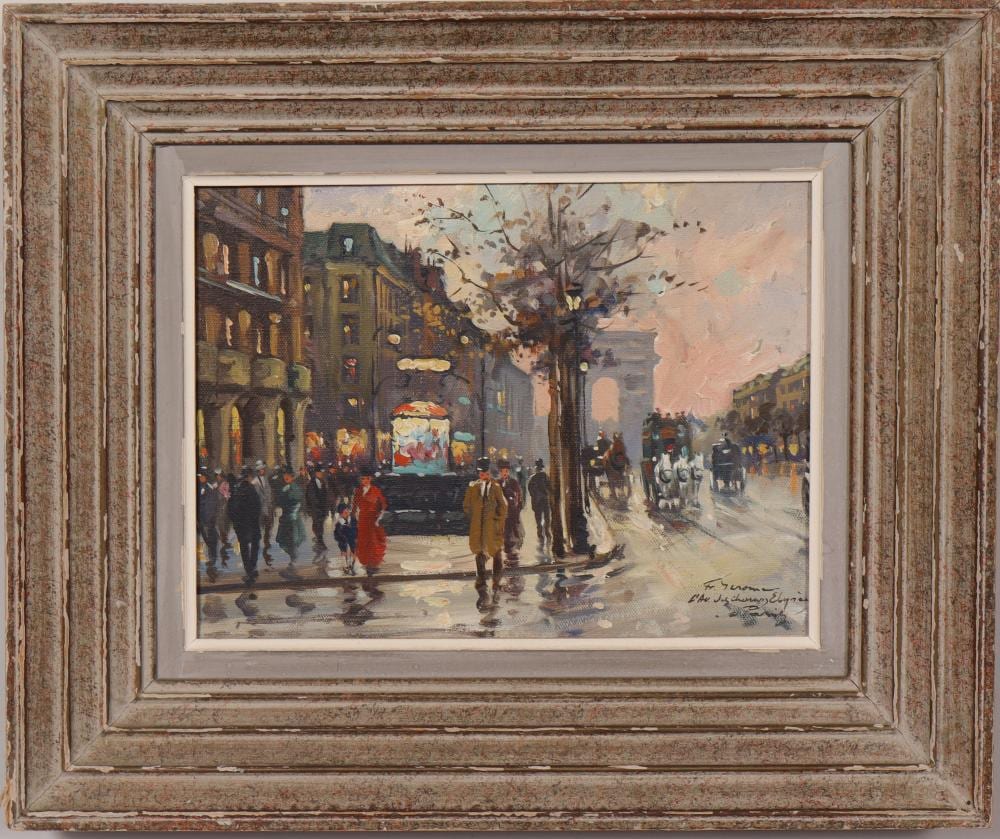 Vintage French Impressionist Paris Street Scene Framed Signed Oil Painting sold by Curated Gallery Auctions, lot 157 — auction record photograph