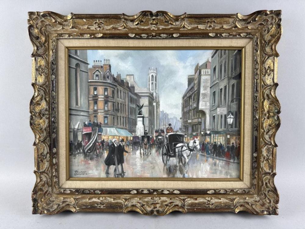 Roland Oxford Davies comparable auction result: roland oxford davies united kingdom 1904 1983 london street scene oil on canvas 12 x 16 framed 17 x 21