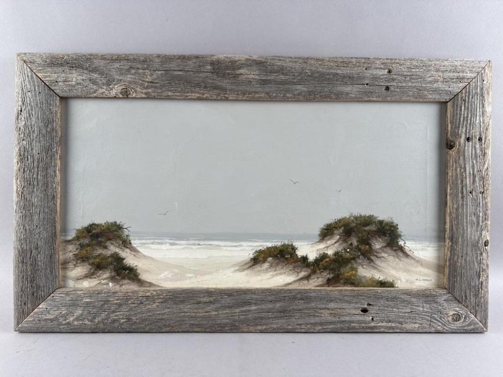 herman latham kent massachusetts 1930 2010 beach scene oil on canvas 12 x 24 framed 16 5 x 28 5 · Sandwich Auction House · 2026-02-18 H. Latham Kent comparable auction result: herman latham kent massachusetts 1930 2010 beach scene oil on canvas 12 x 24 framed 16 5 x 28 5