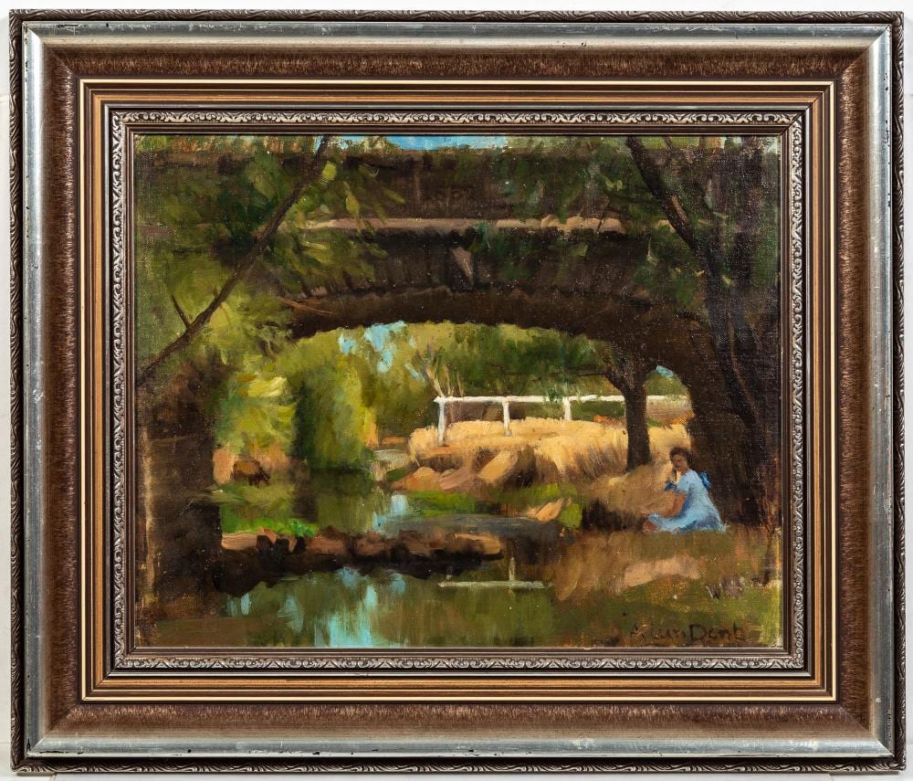 Aline Dent comparable auction result: aileen rose dent australian 1890 1978 richmond bridge oil on panel 39x50 cm