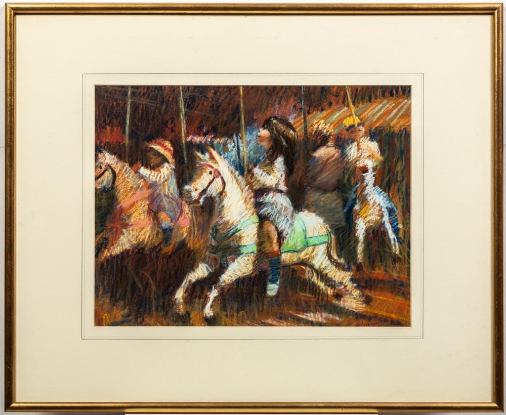 Dale Marsh comparable auction result: dale marsh australian 1940 the carousel pastel 38x50 5 cm