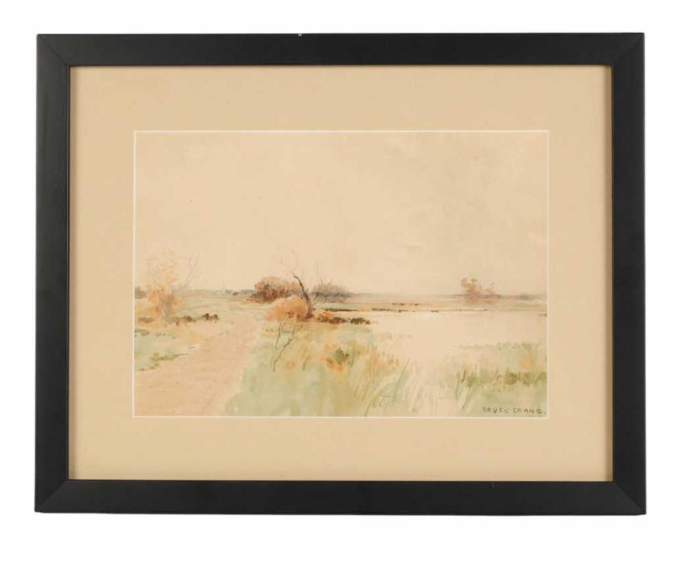 bruce crane 1857 1937 lakeside watercolor painting · Hill Auction Gallery · 2026-02-11 Bruce Crane comparable auction result: bruce crane 1857 1937 lakeside watercolor painting