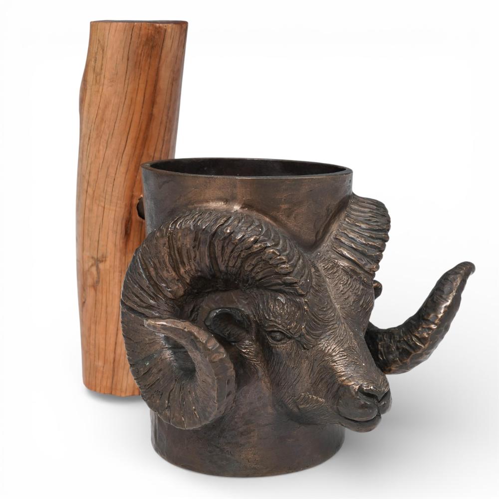 Carl Wagner comparable auction result: carl wagner american 1938 2011 stone ram bronze wood mug
