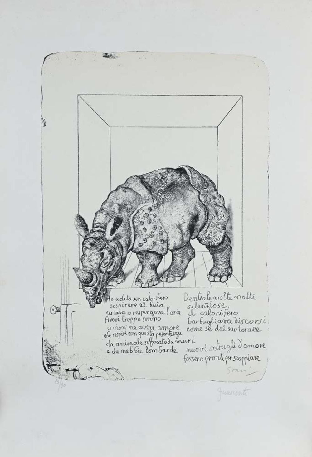 Carlo Guarienti comparable auction result: carlo guarienti treviso 1923 rome 2023 rhinoceros