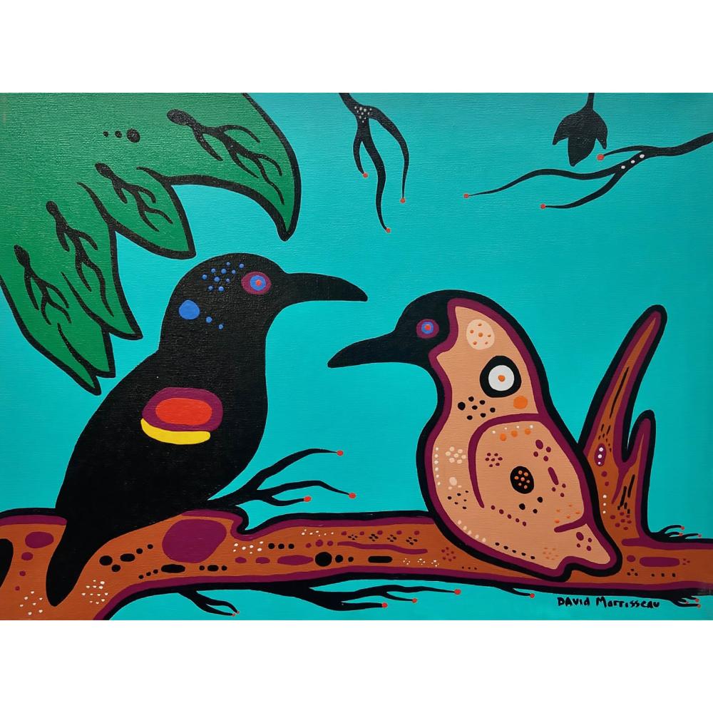 David Morrisseau comparable auction result: david morrisseau b 1961 ojibwe red winged black birds