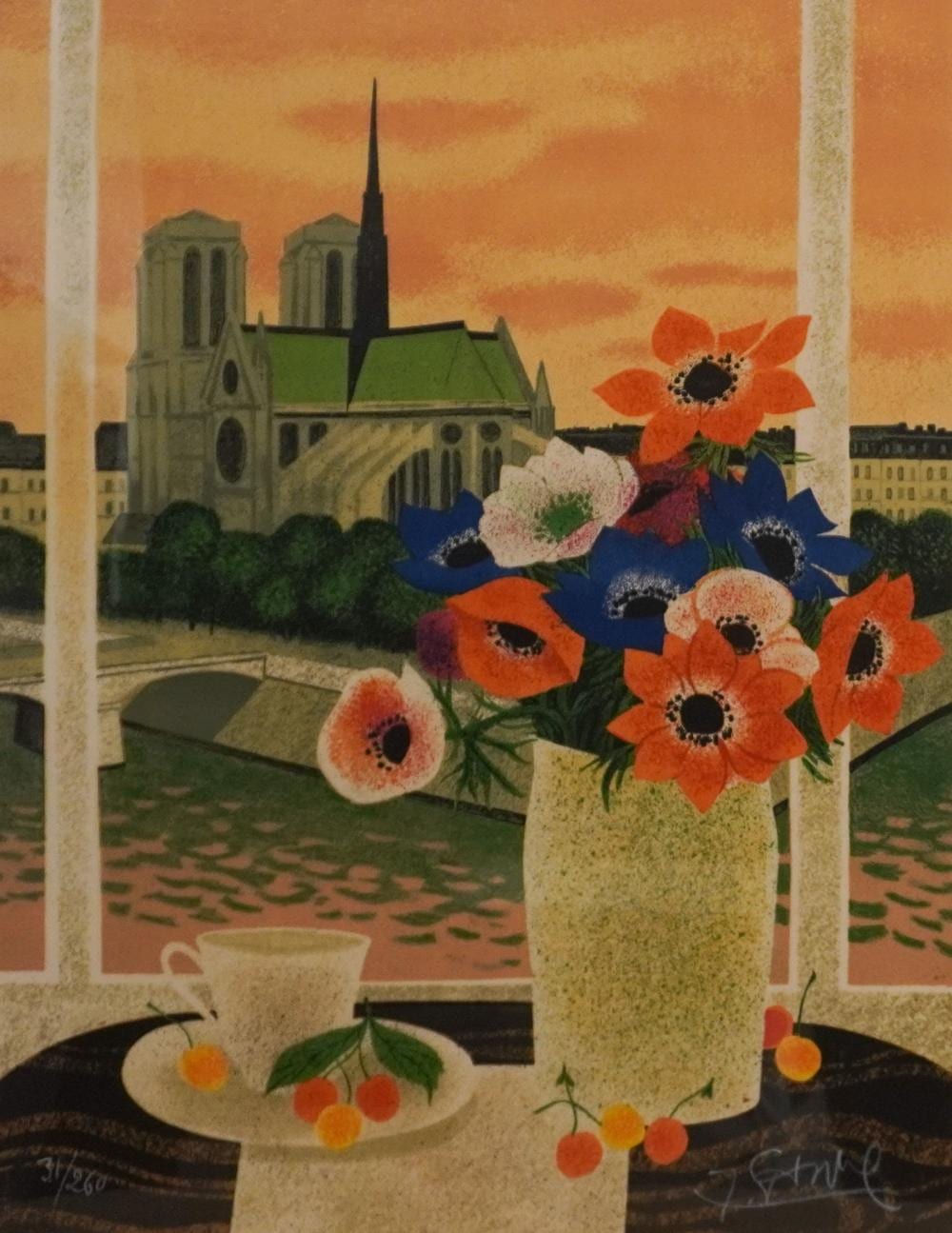 Yves Ganne comparable auction result: yves ganne french b 1931 notre dame de paris lithograph in color signed l r and numbered 31 260 l l frame 30 x 23 3 4 in 76 2 x 60 3 cm