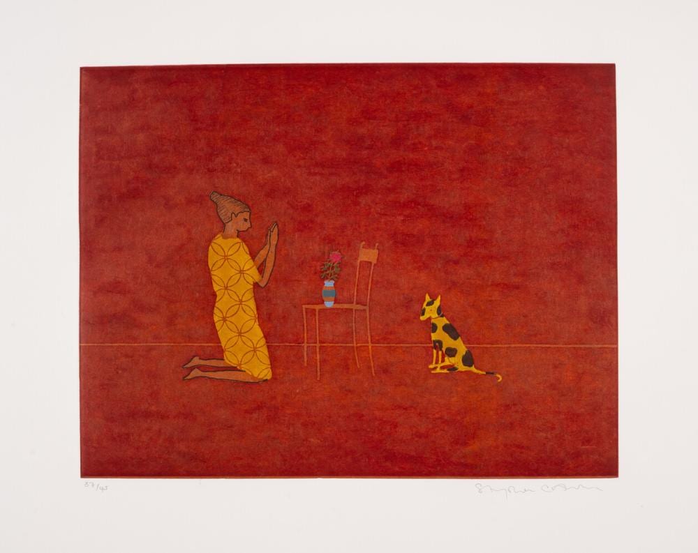 Stephen Chambers comparable auction result: stephen chambers b 1960 ursula with love hound