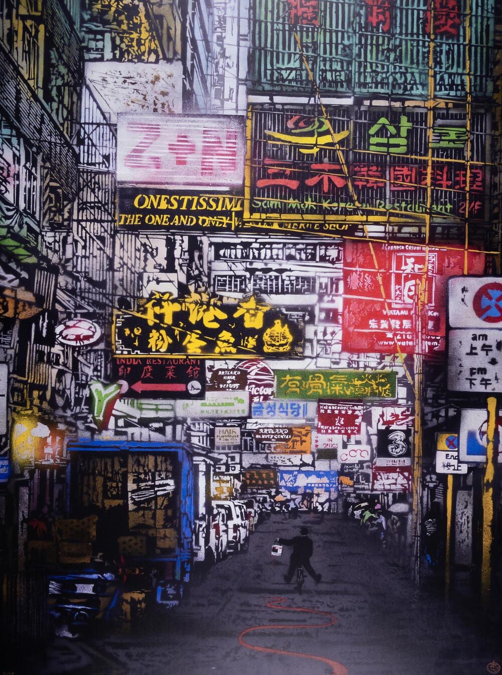 Nick Walker comparable auction result: nick walker b 1969 painting the town red honk kong street scene two